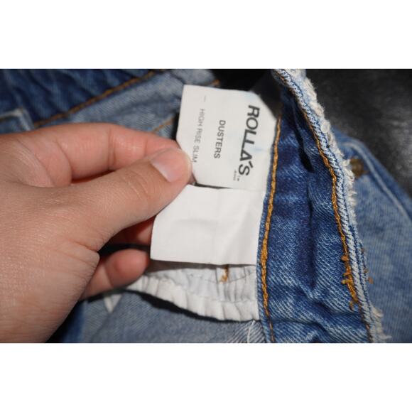 Rollas Dusters High Rise Slim Distressed Denim Shorts Cutoff Light Wash 26 - Picture 4 of 5